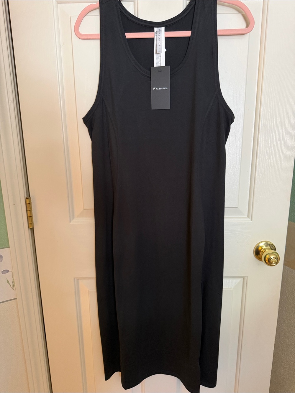 Fabletics Black Sleeveless Midi Tank Dress with Side Slit NWT - Picture 4 of 4